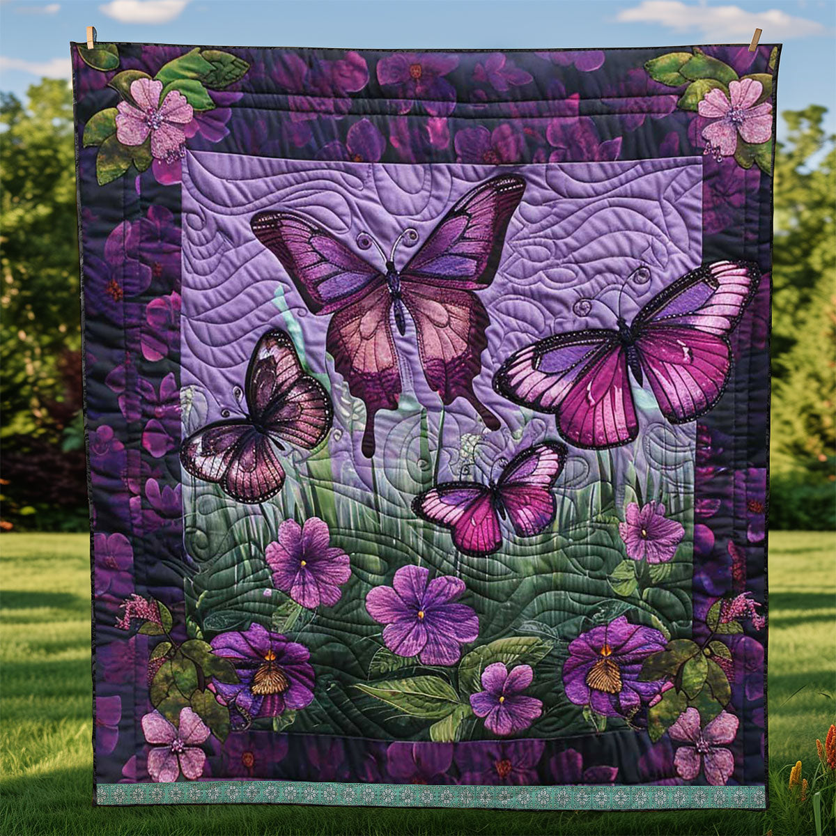 Purple Butterflies WJ1709020CL Quilt