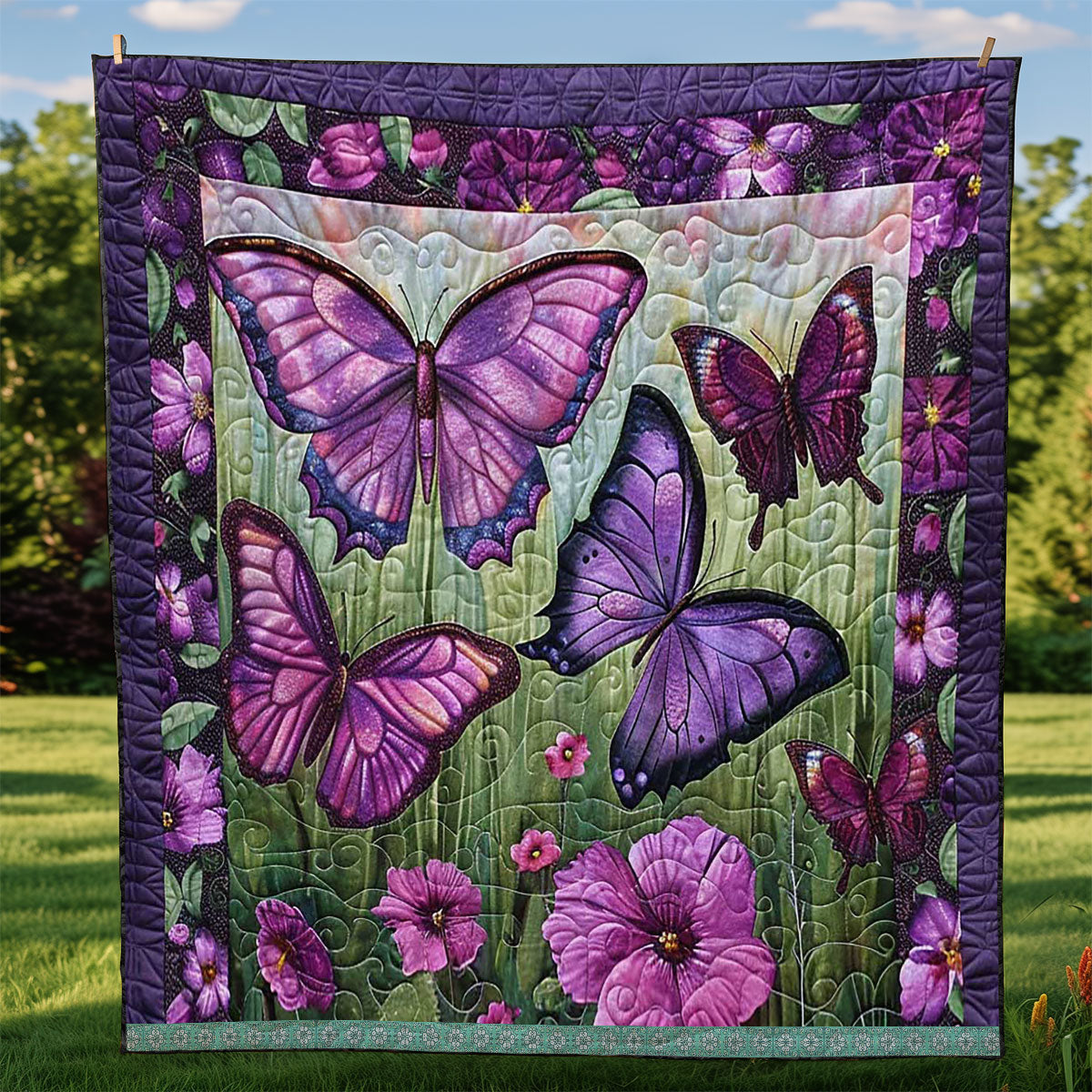 Purple Butterflies WJ1709021CL Quilt