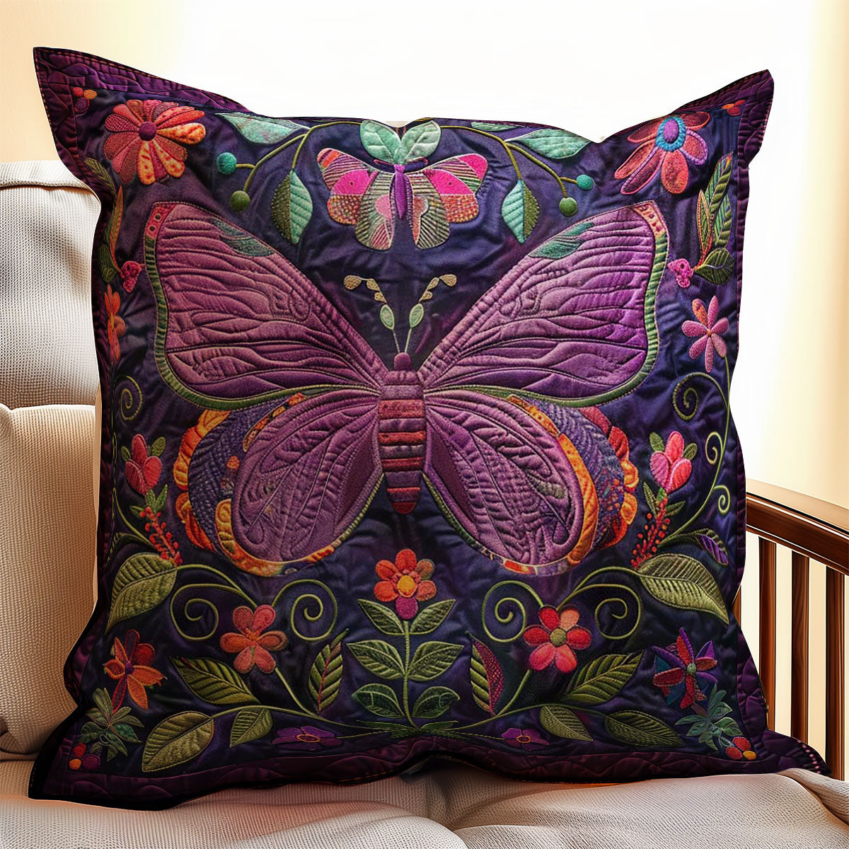 Purple Butterfly WJ1707027CL Quilt Pillow Case