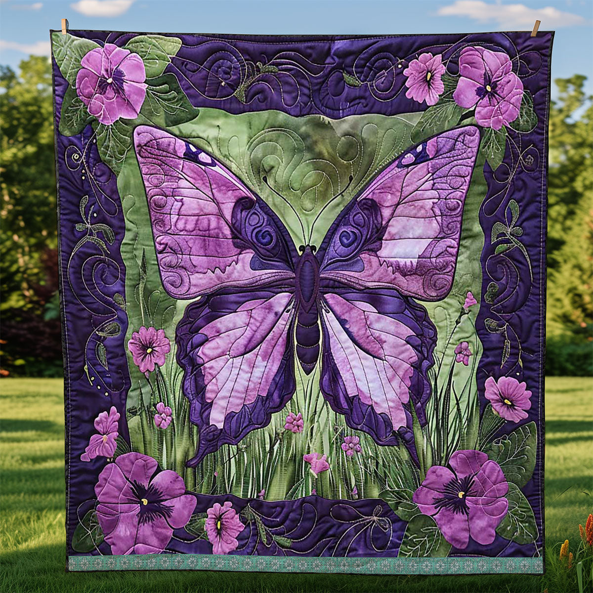 Purple Butterfly WJ1709023CL Quilt