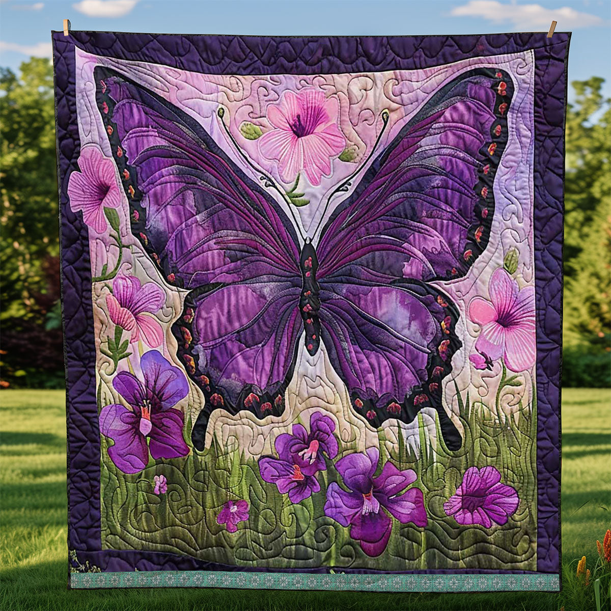 Purple Butterfly WJ1709024CL Quilt