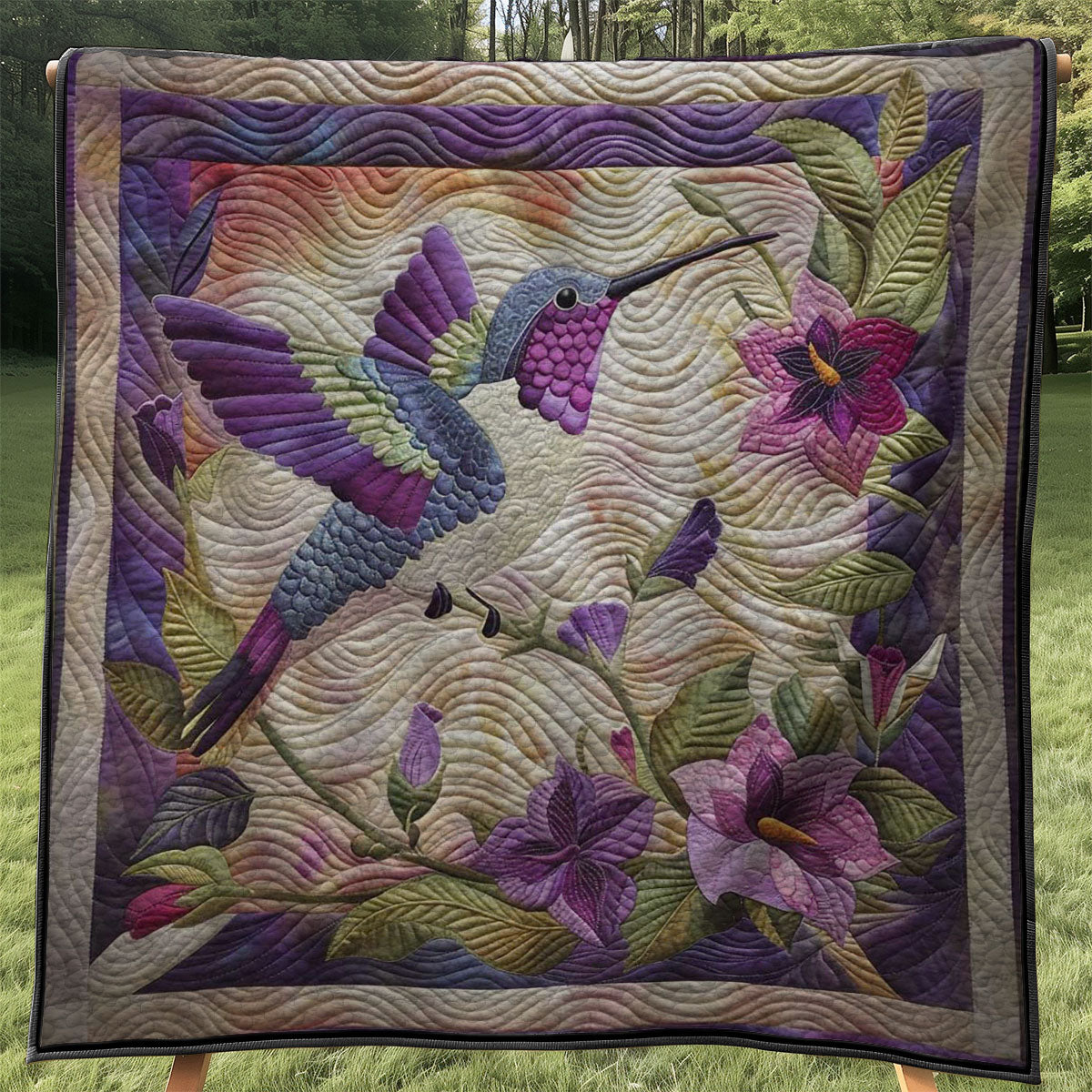 Purple Hummingbird WJ0608029CL Quilt