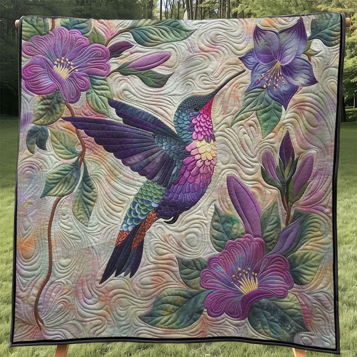 Purple Hummingbird WJ1308015CL Quilt