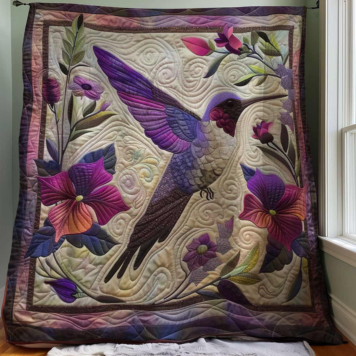 Purple Hummingbird WJ2607022CL Quilt