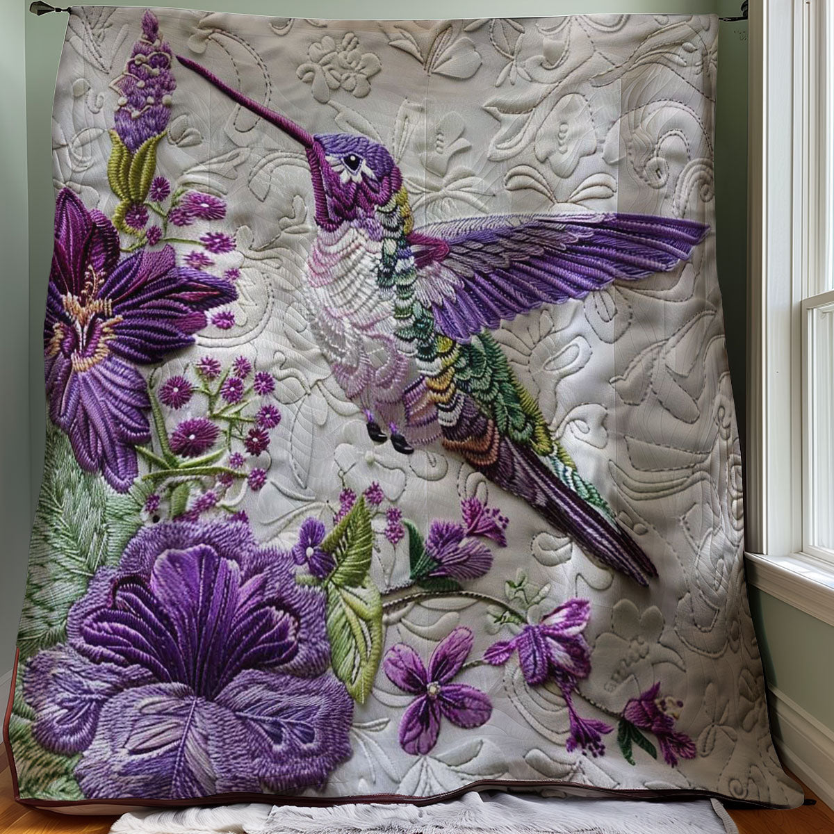 Purple Hummingbird WJ2707034CL Quilt