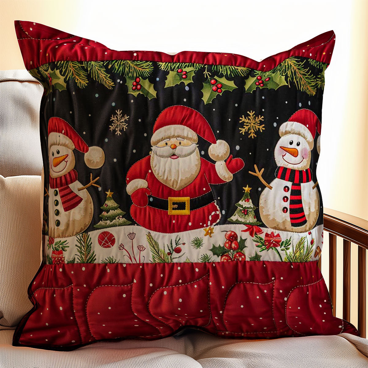 Santa Clause And Snowman WJ1908035CL Quilt Pillow Case