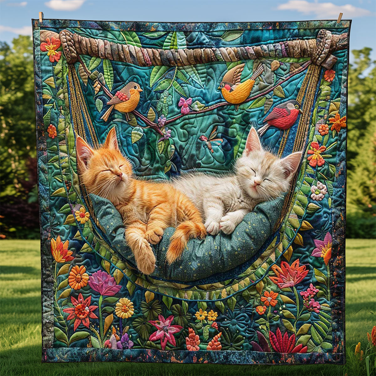 Sleeping Cat In The Garden WJ0509022CL Quilt