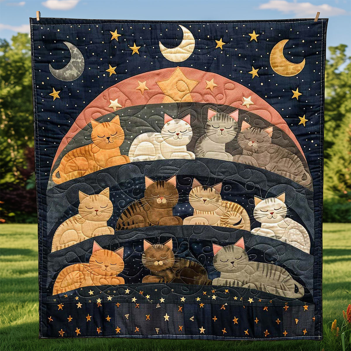 Sleeping Cat Over The Moon WJ2408019CL Quilt