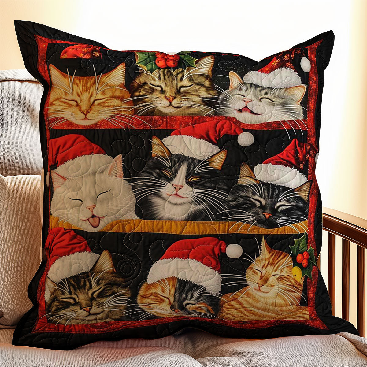 Sleeping Christmas Cat WJ1608041CL Quilt Pillow Case