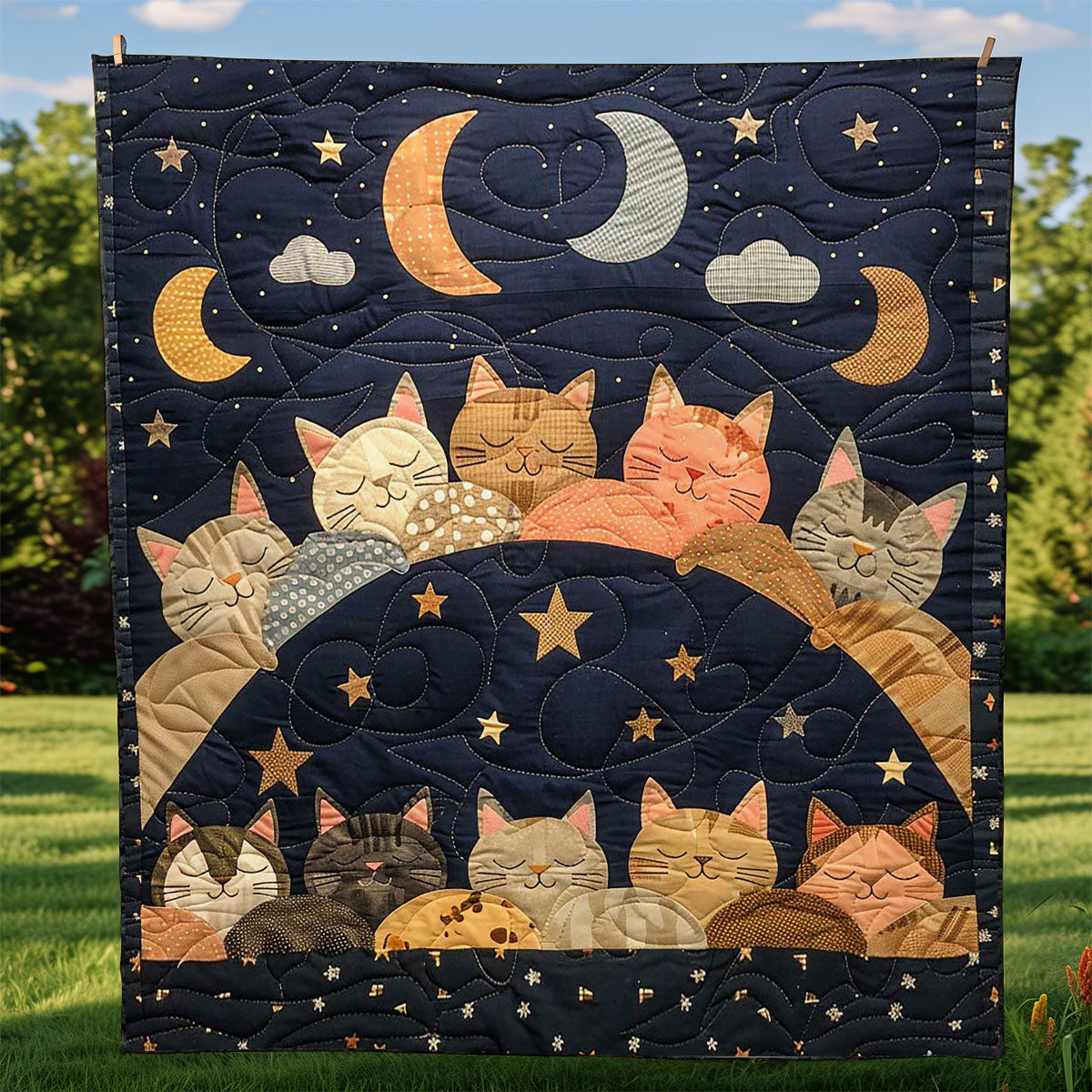 Sleeping Cat Over The Moon WJ0609027CL Quilt