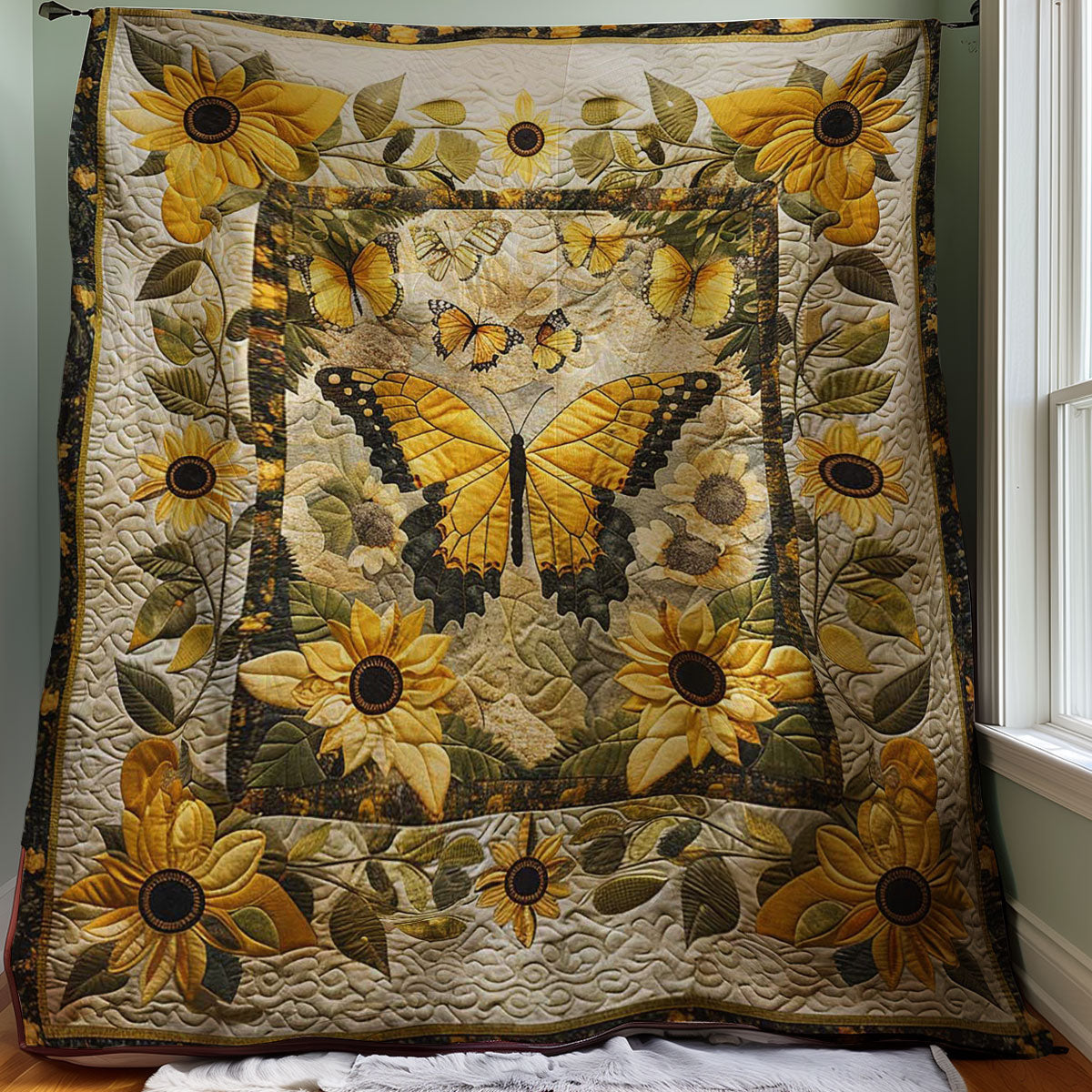 Sunflowers And Butterflies WJ2507026CL Quilt