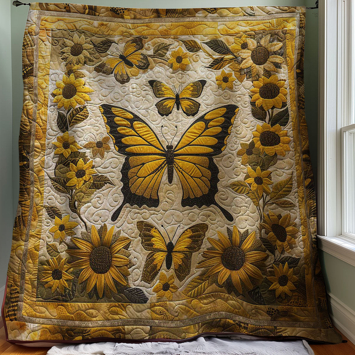 Sunflowers And Butterflies WJ2607034CL Quilt