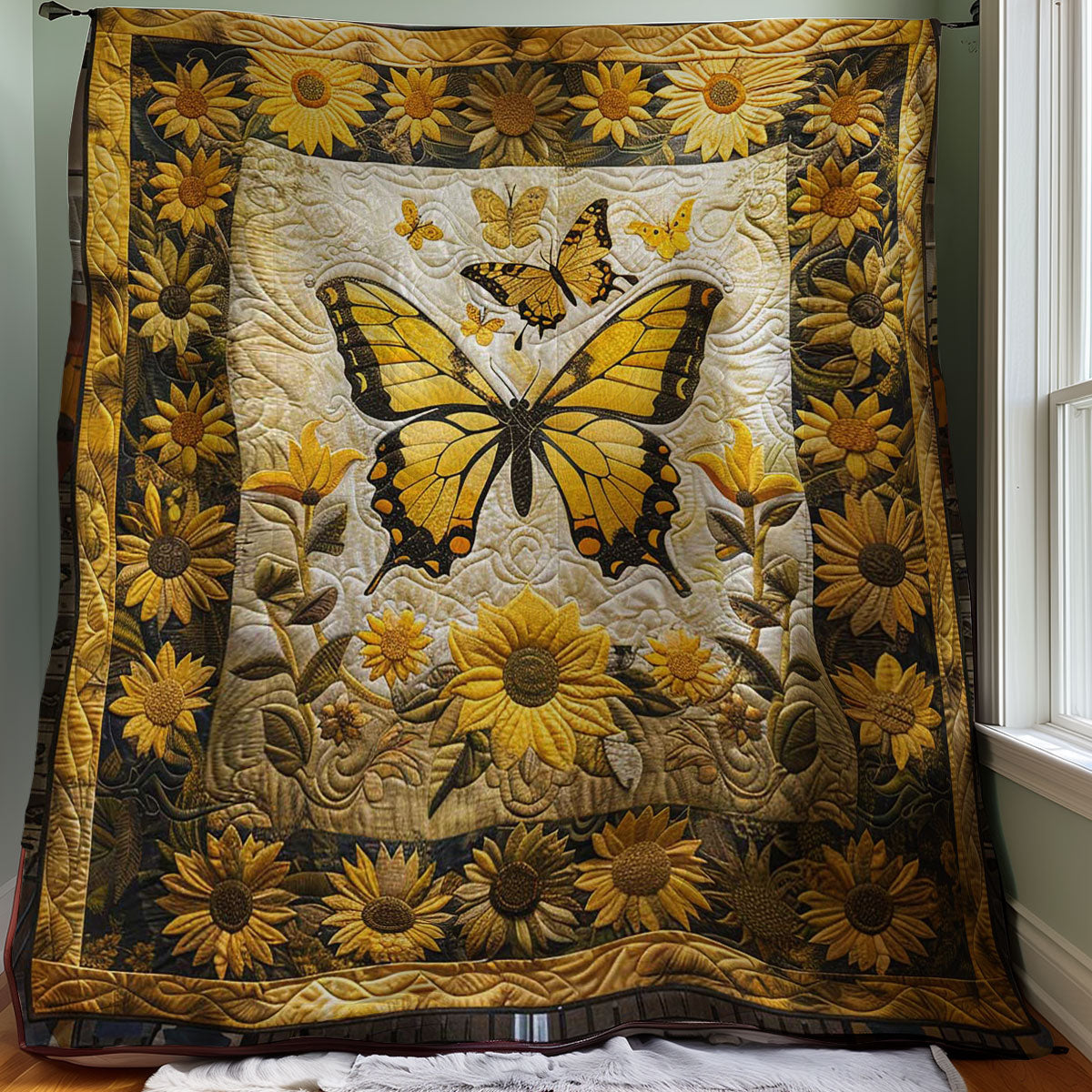 Sunflowers And Butterflies WJ2607035CL Quilt