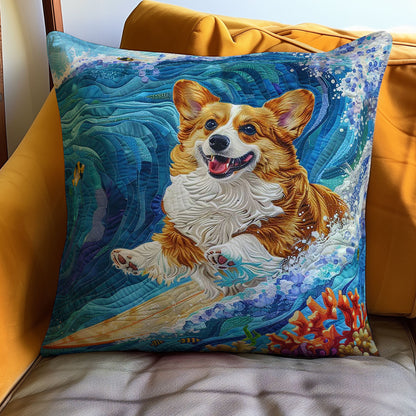 Surfing Corgi WJ1409046CL Quilt Pillow Case