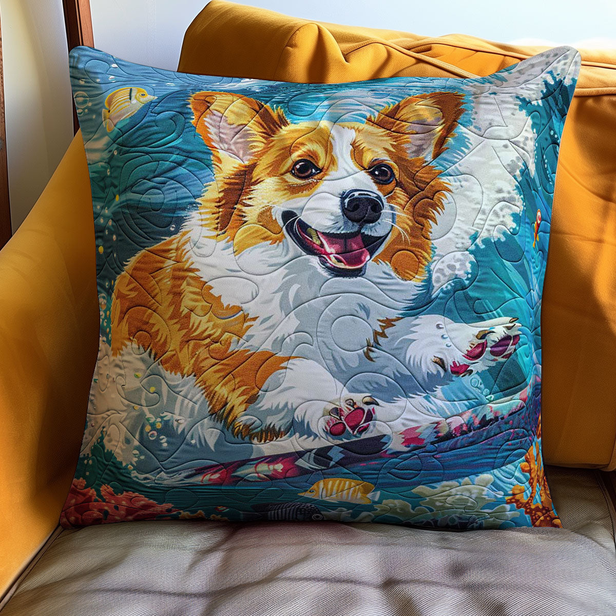 Surfing Corgi WJ1709044CL Quilt Pillow Case