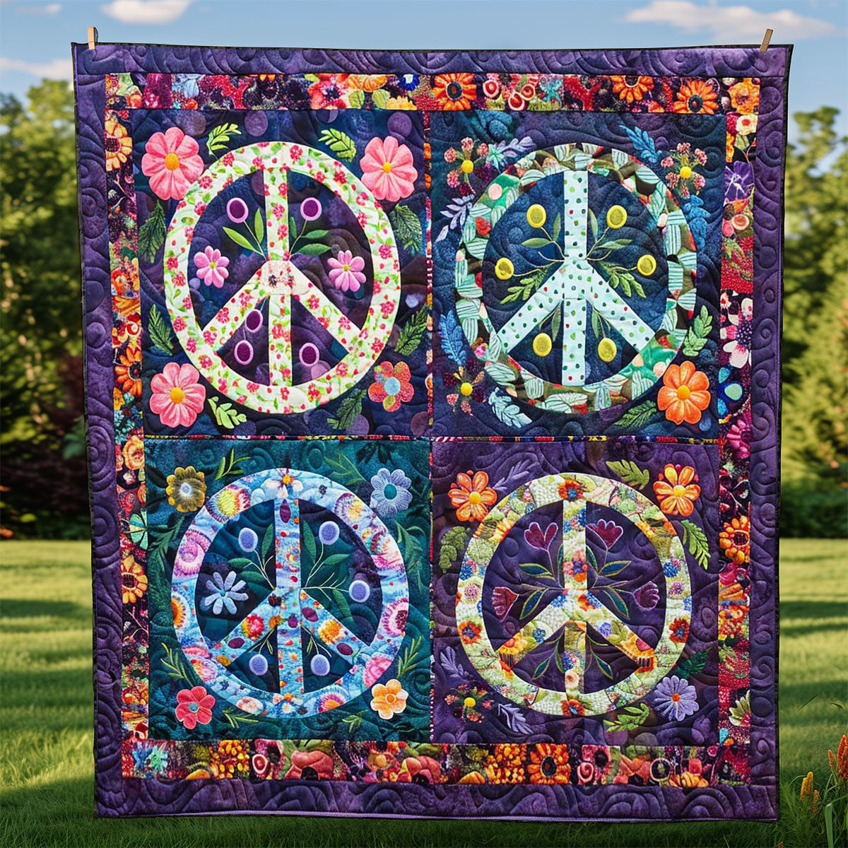 Trippy Hippie Sign WJ2408023CL Quilt