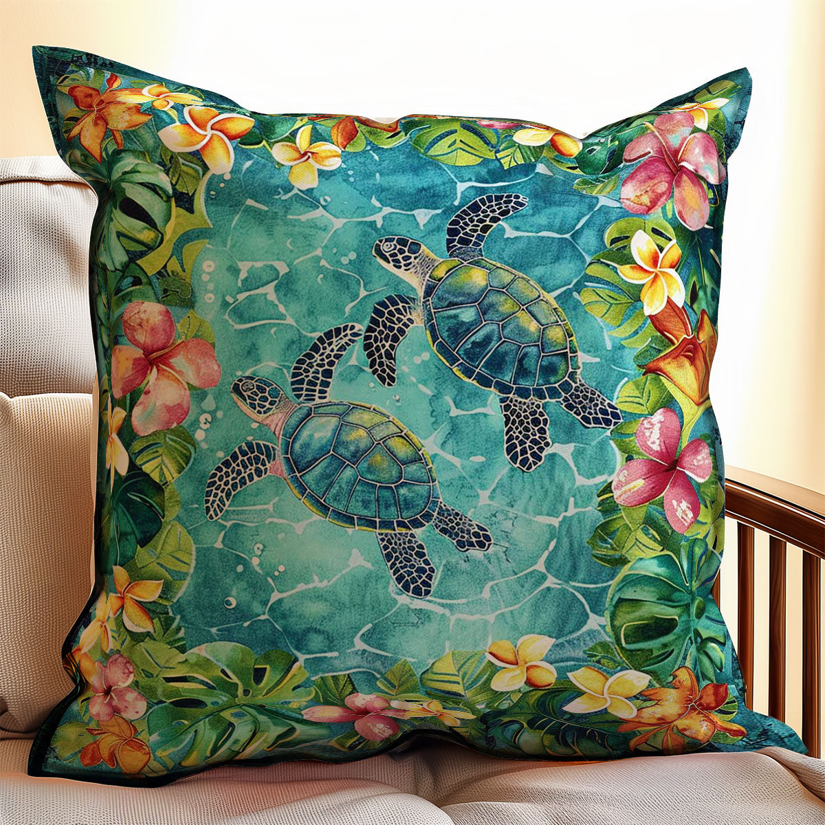 Tropical Turtles And Plumeria WJ1008048CL Quilt Pillow Case