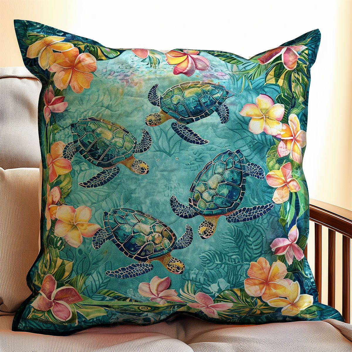 Tropical Turtles And Plumeria WJ2307050CL Quilt Pillow Case