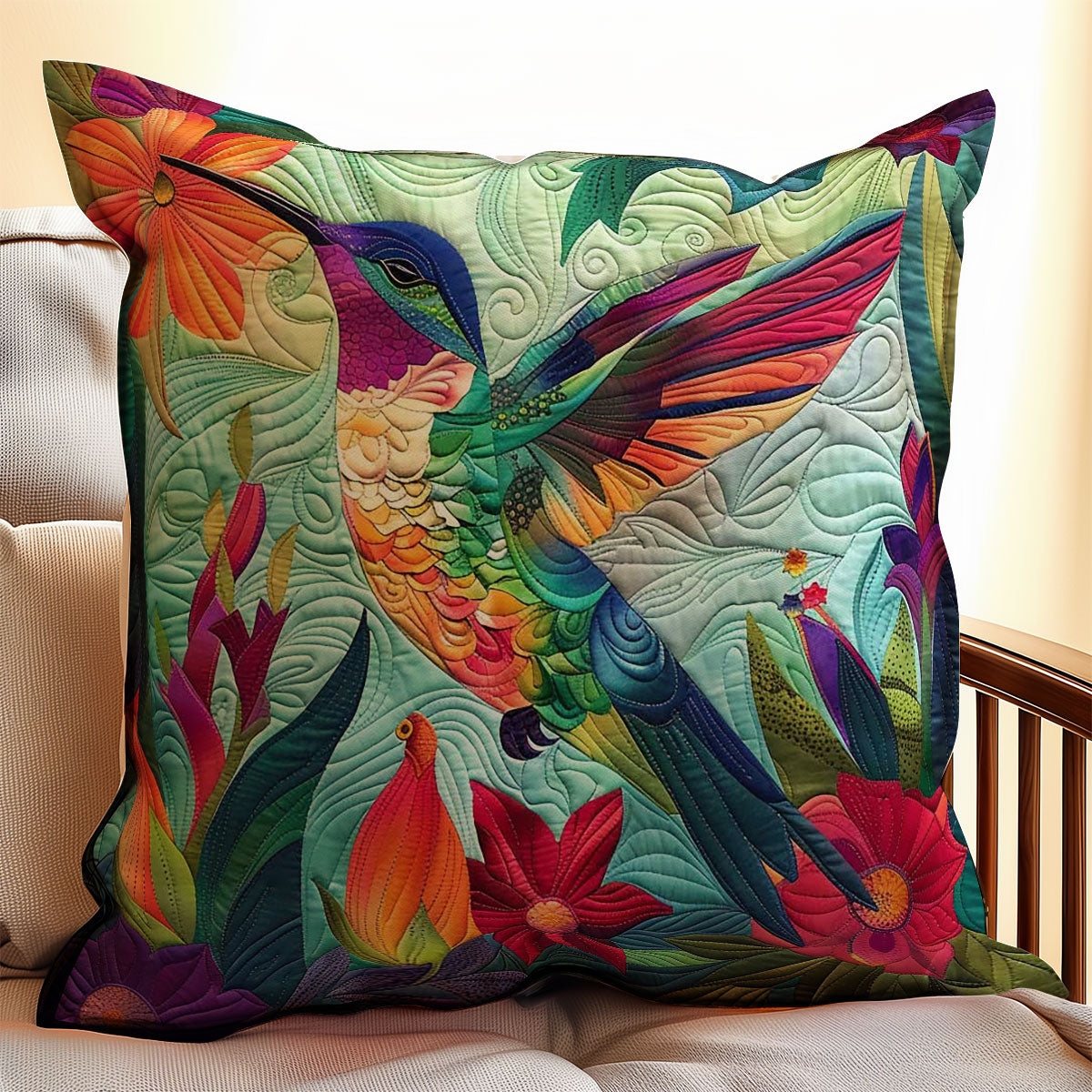 Vibrant Hummingbird WJ2208035CL Quilt Pillow Case