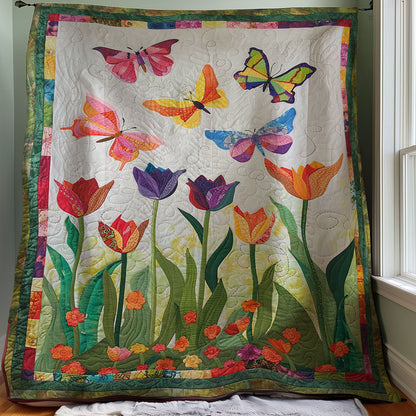 Vibrant Tulips And Butterflies WJ2307036CL Quilt