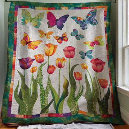 Vibrant Tulips And Butterflies WJ2307037CL Quilt