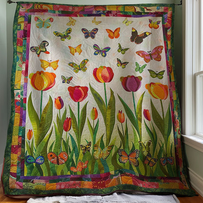 Vibrant Tulips And Butterflies WJ2307038CL Quilt