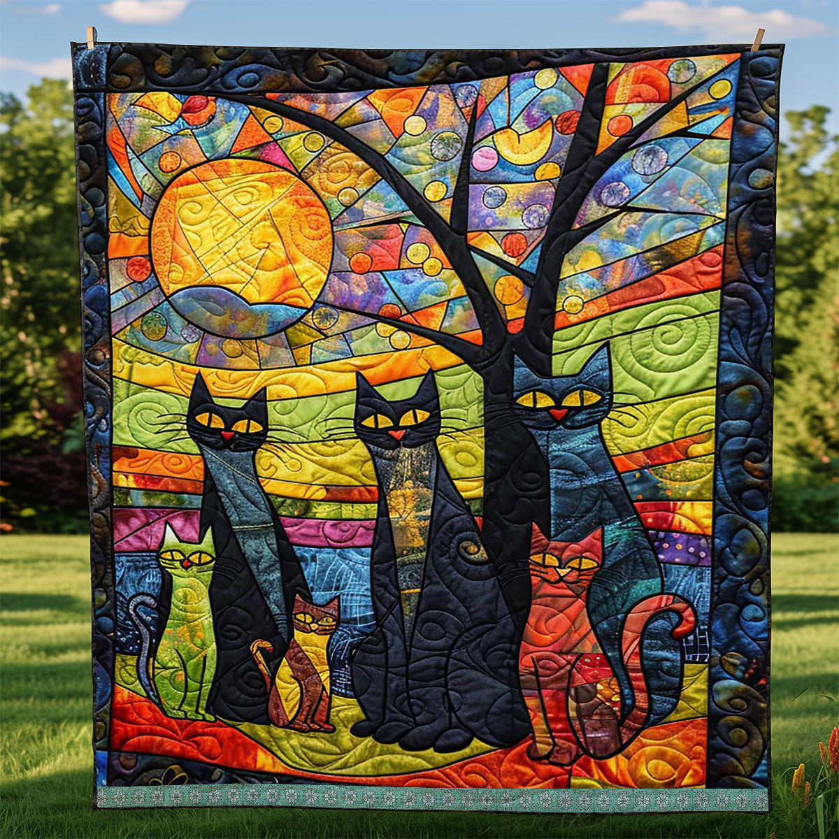 Whimsy Cat Family WJ1709028CL Quilt