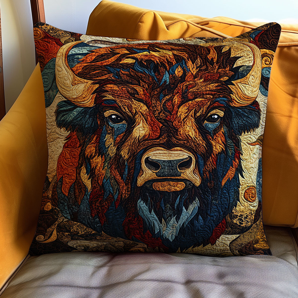 Bison Native American WJ1010034CL Quilt Pillow Case