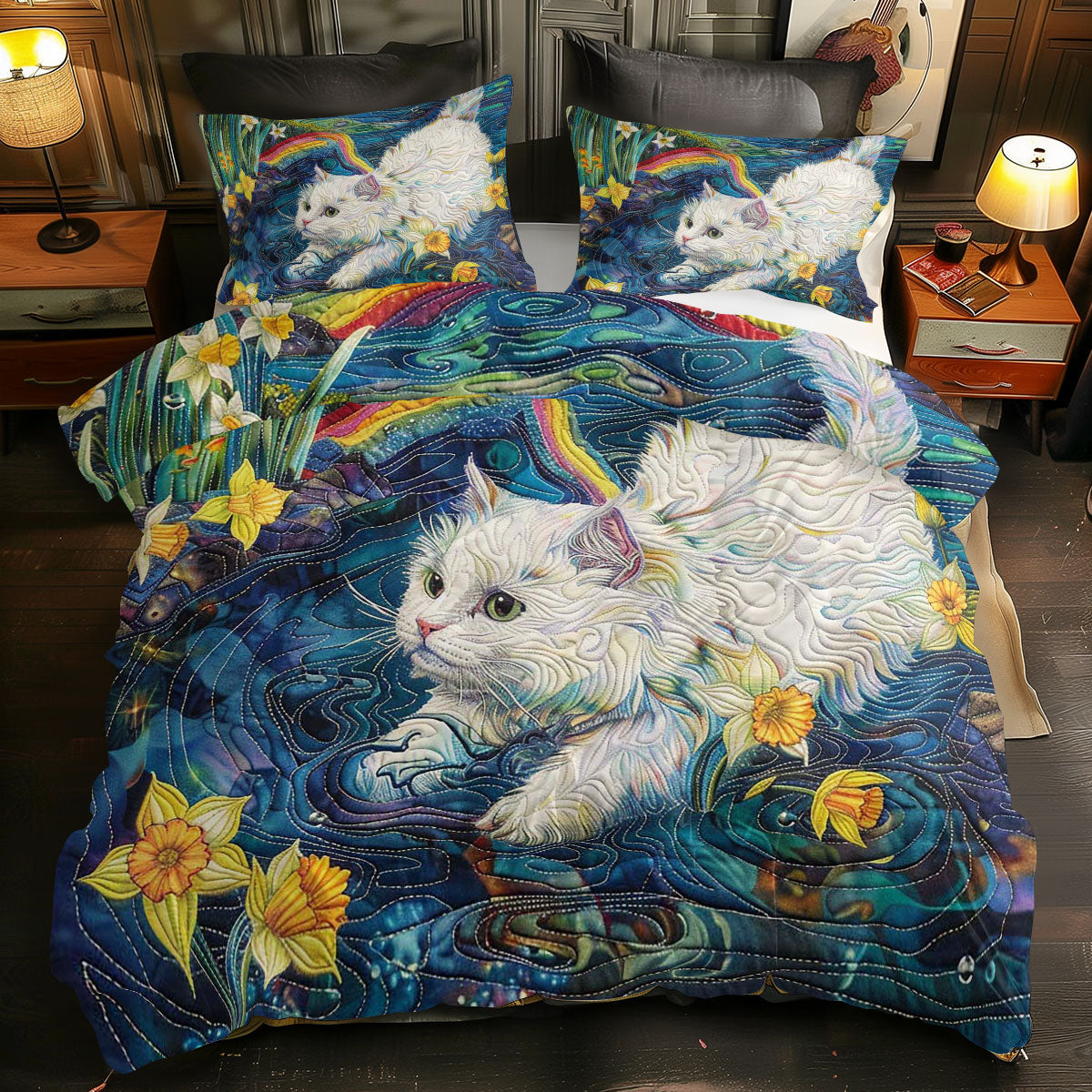 Cat Playing In The Water WJ2708030CL Duvet Cover Set