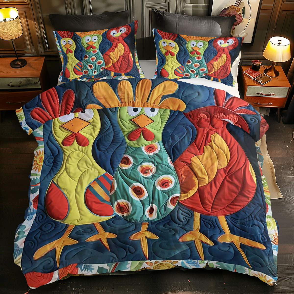 Colorful Chicken WJ1308024CL Duvet Cover Set