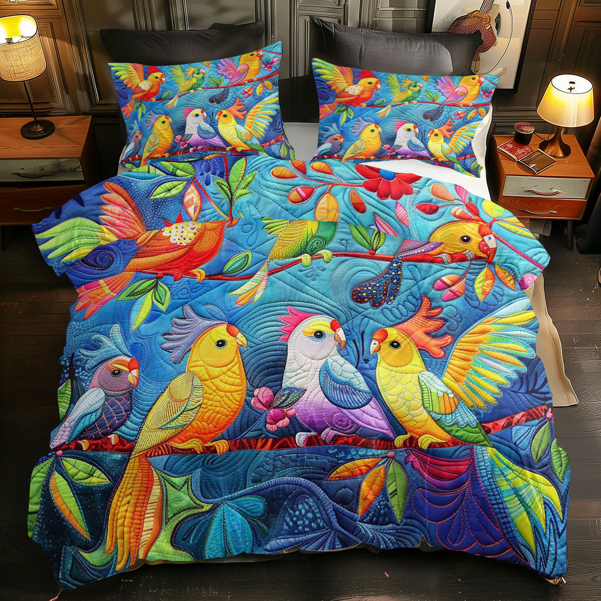 Colorful Cockatiels WJ2608028CL Duvet Cover Set