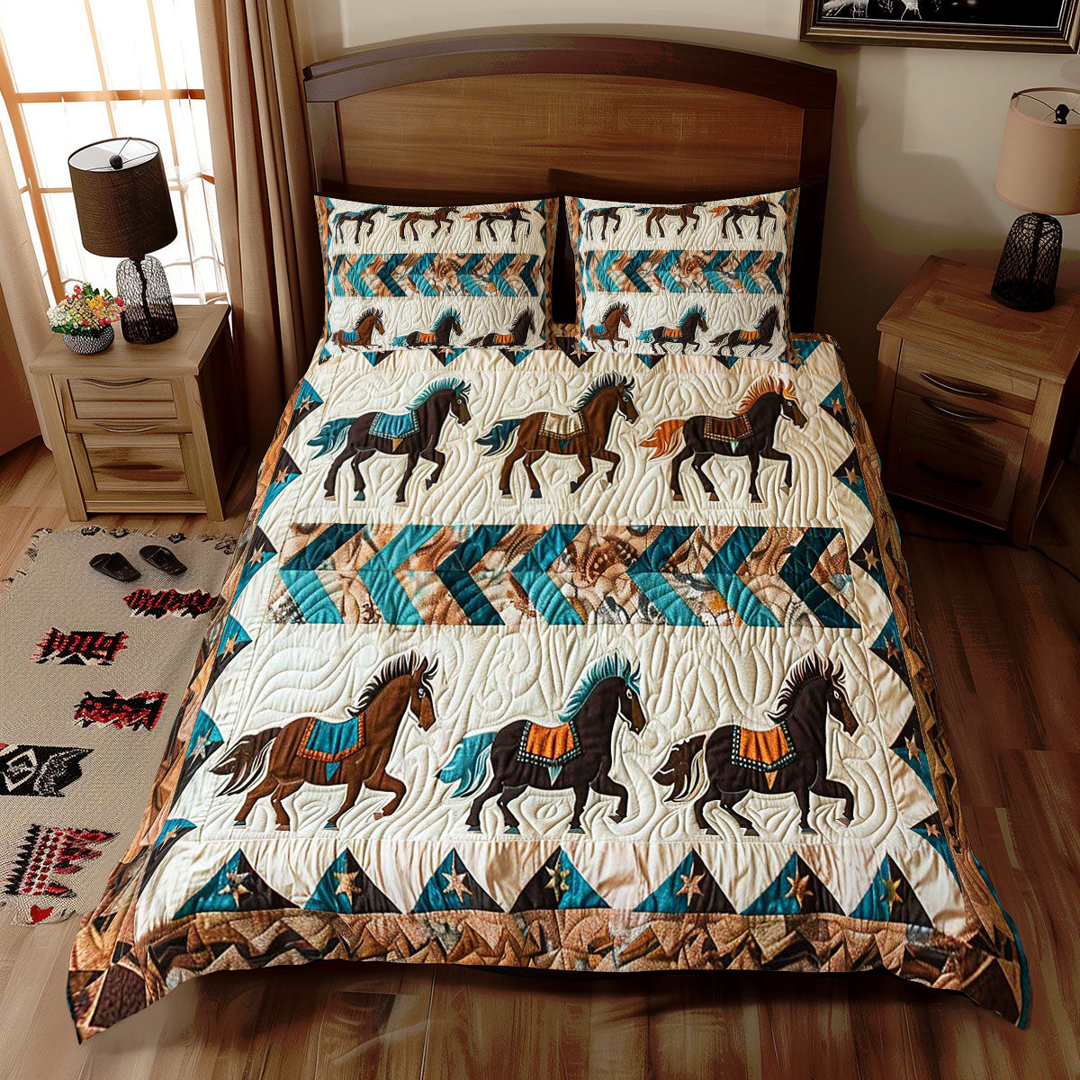 Horse Native American WJ1609033CL Duvet Cover Set