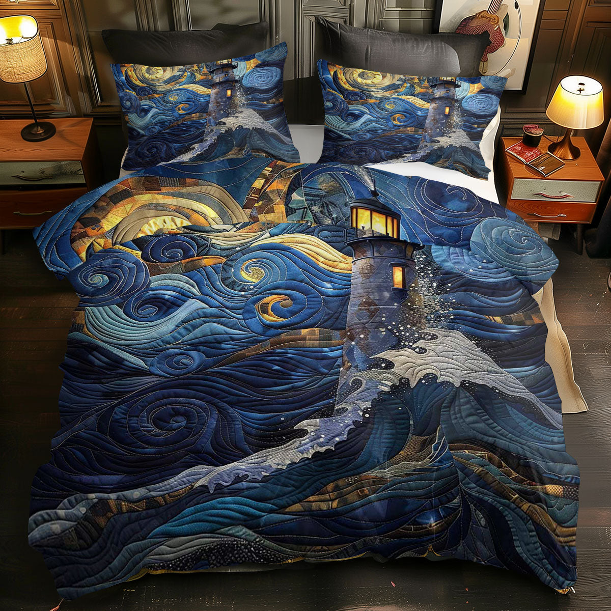 Lighthouse In The Starry Night WJ2008027CL Duvet Cover Set