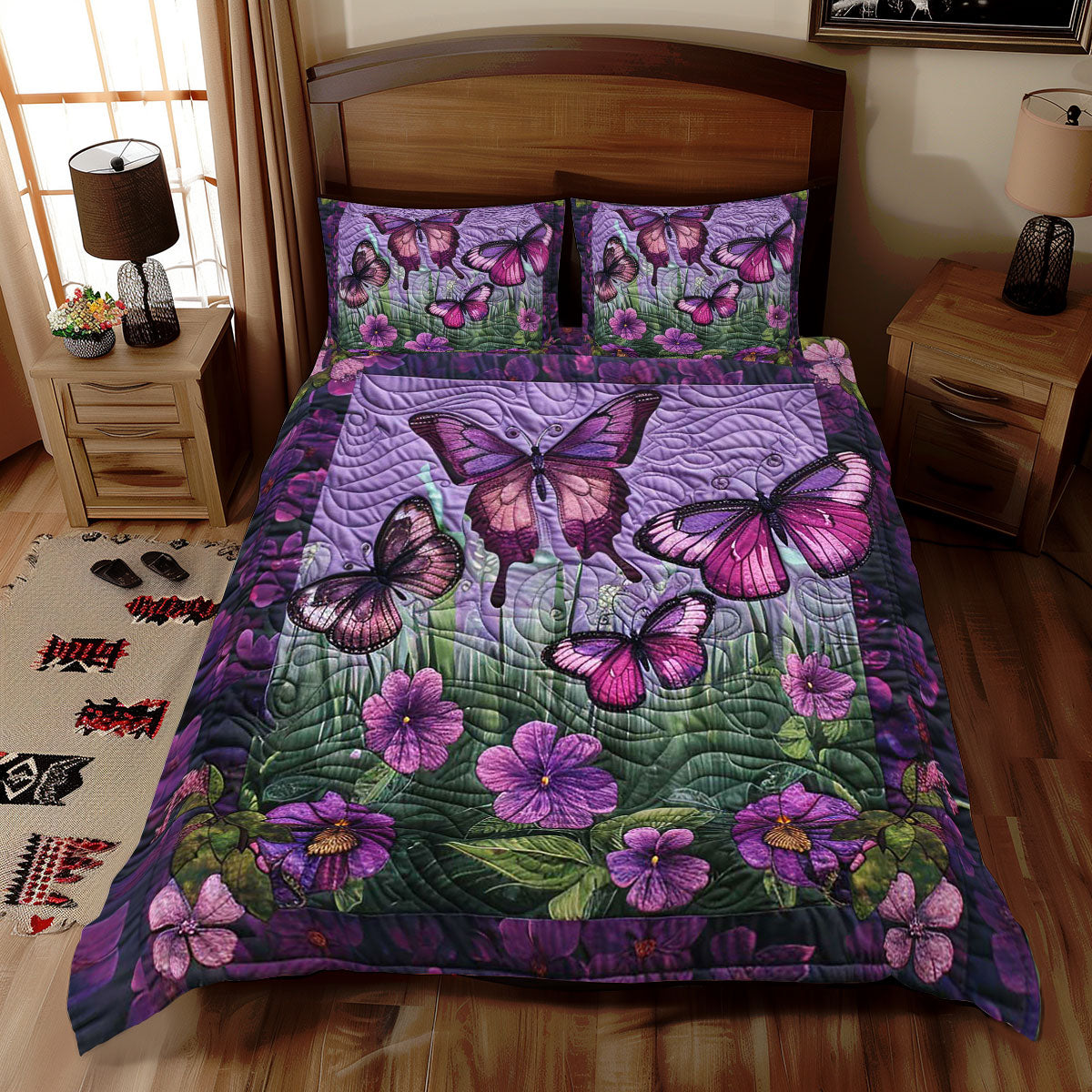 Purple Butterflies WJ1709033CL Duvet Cover Set