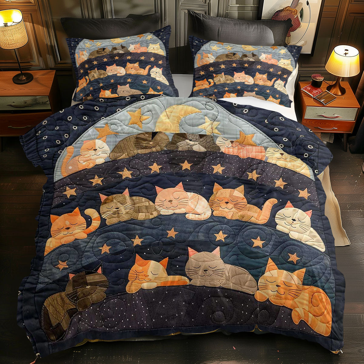 Sleeping Cat Over The Moon WJ1608031CL Duvet Cover Set