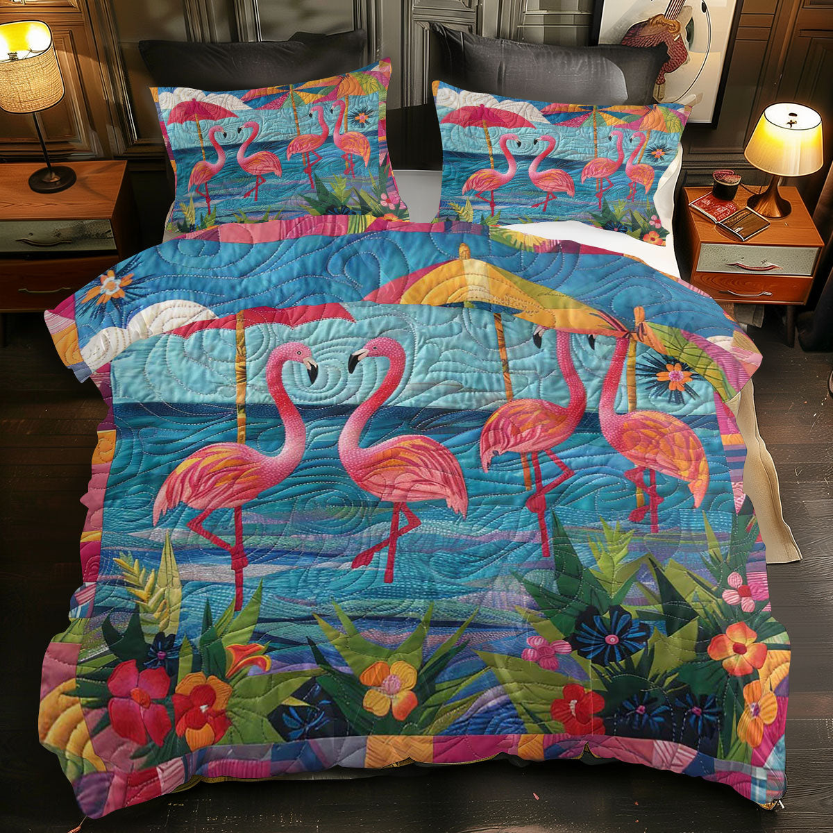 Summer Beach Flamingo WJ1308025CL Duvet Cover Set