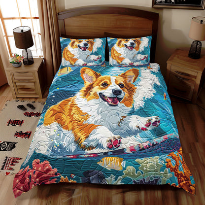 Surfing Corgi WJ1709034CL Duvet Cover Set