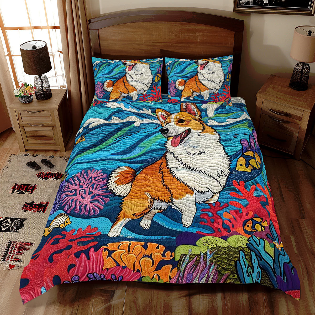 Swimming Corgi WJ1409037CL Duvet Cover Set