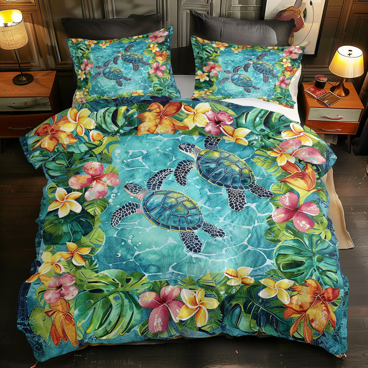 Tropical Turtles And Plumeria WJ1008041CL Duvet Cover Set