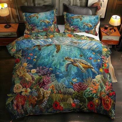 Turtle’s Coral Kingdom WN0609048CL Duvet Cover Set