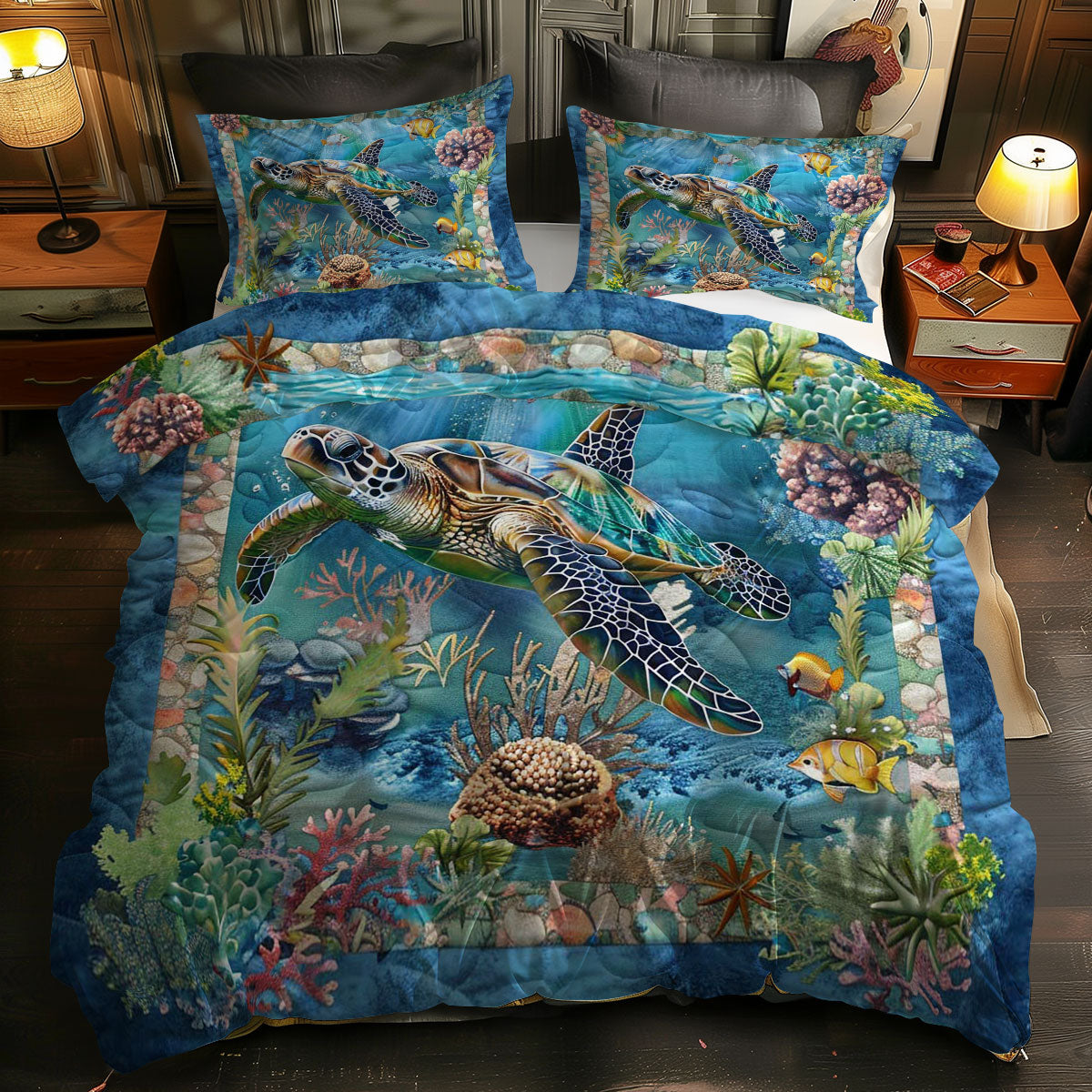 Turtle's Coral Reef Adventure WN0609057CL Duvet Cover Set