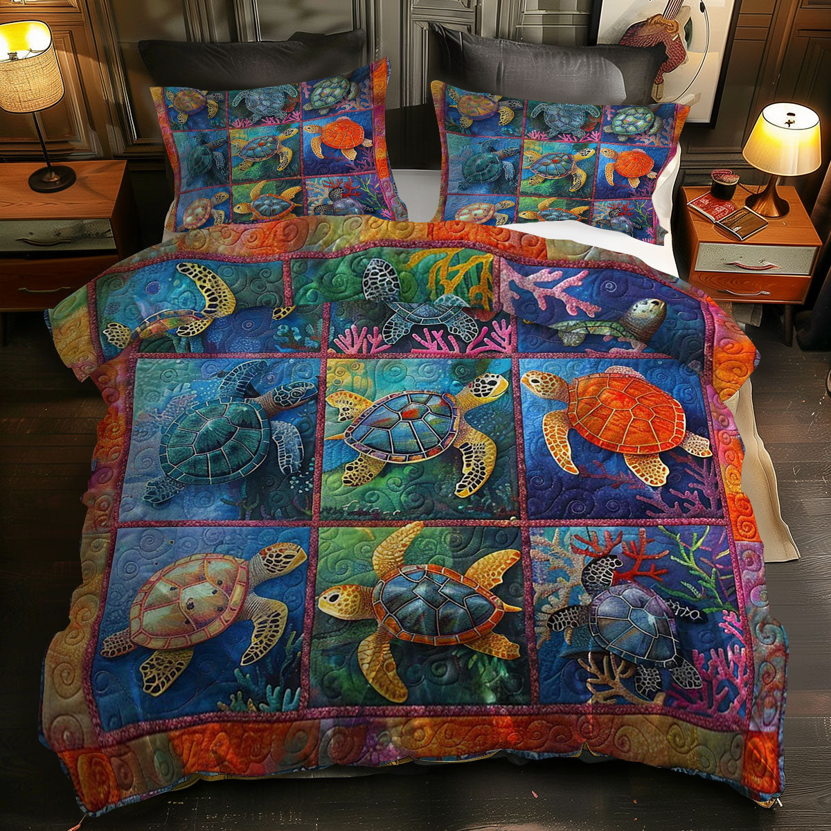 Turtle's Coral Reef Retreat WN0609058CL Duvet Cover Set