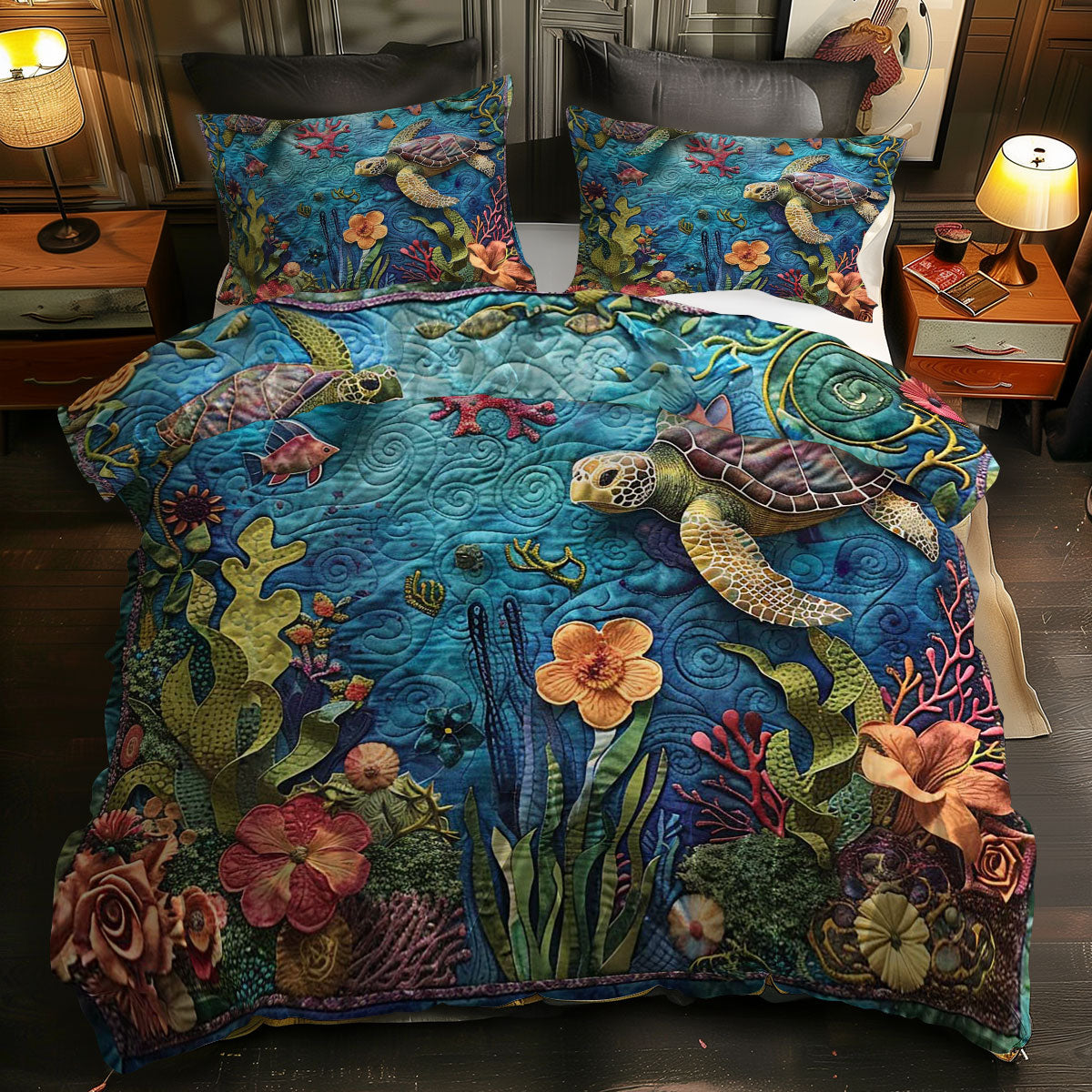 Turtle’s Ocean Embrace WN0609050CL Duvet Cover Set