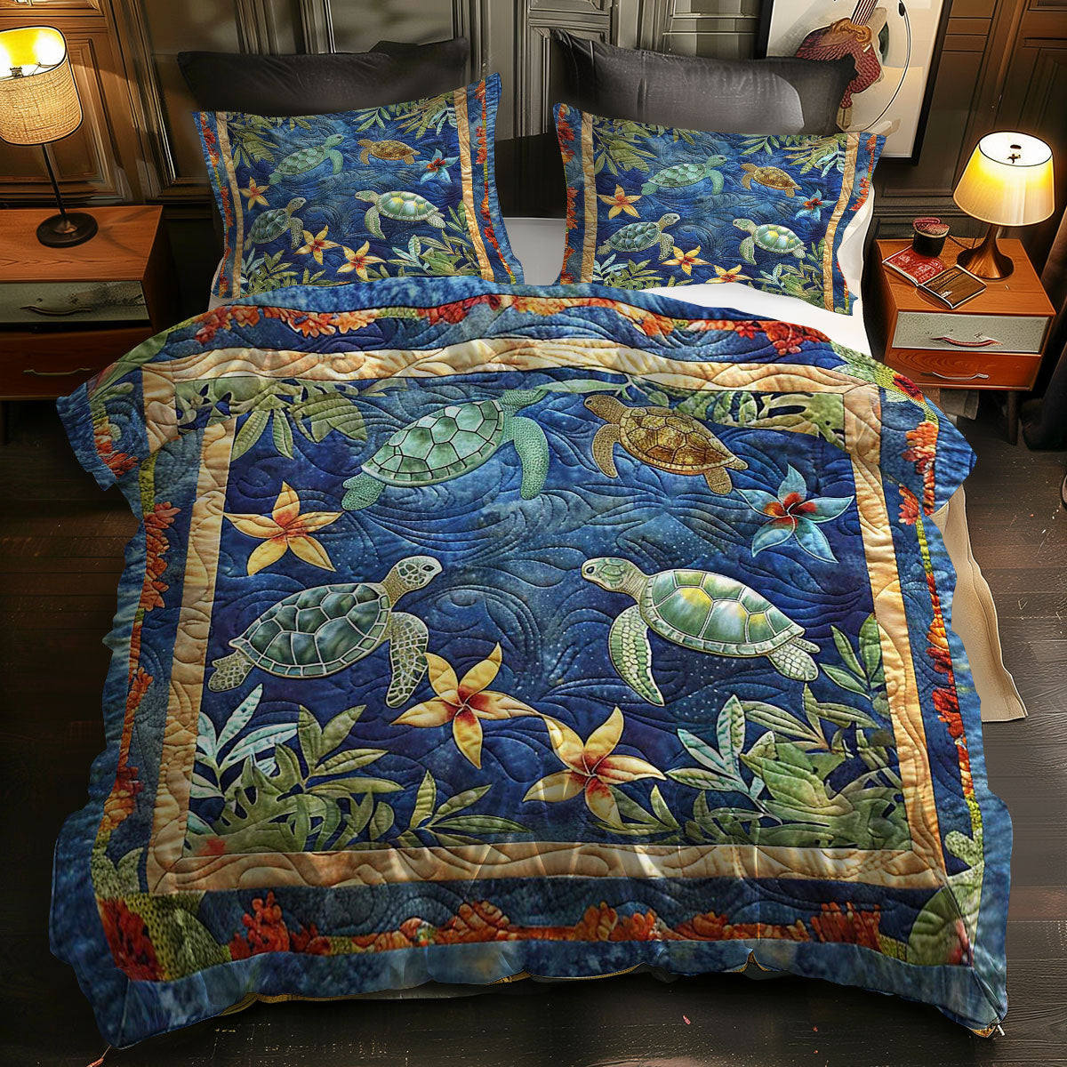 Undersea Turtle Haven WN0609088CL Duvet Cover Set