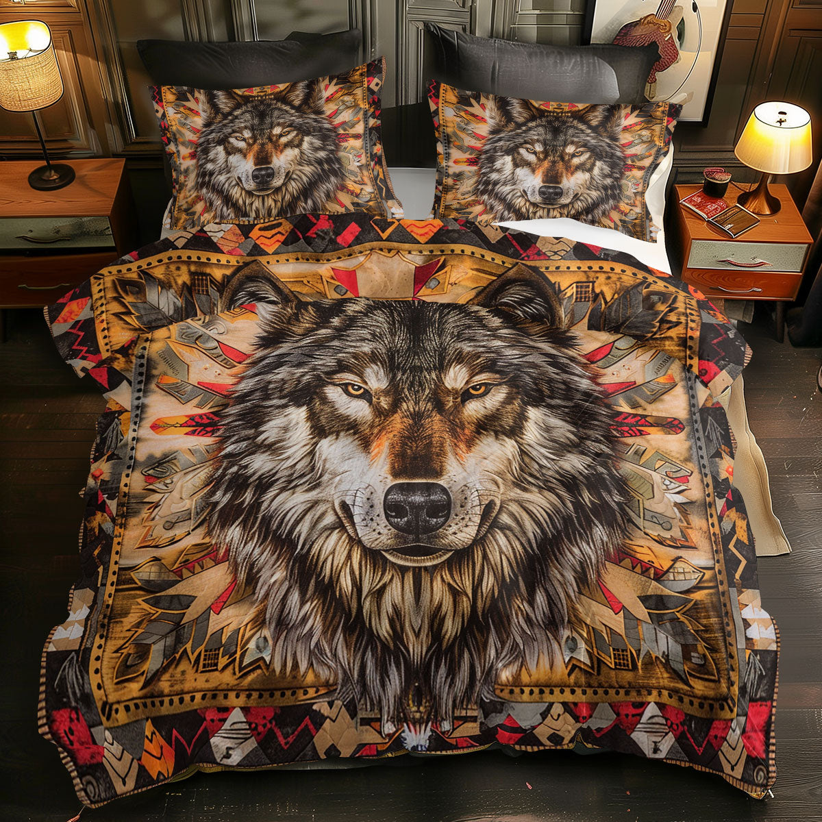 Wolf Native American WJ1206020CL Duvet Cover Set