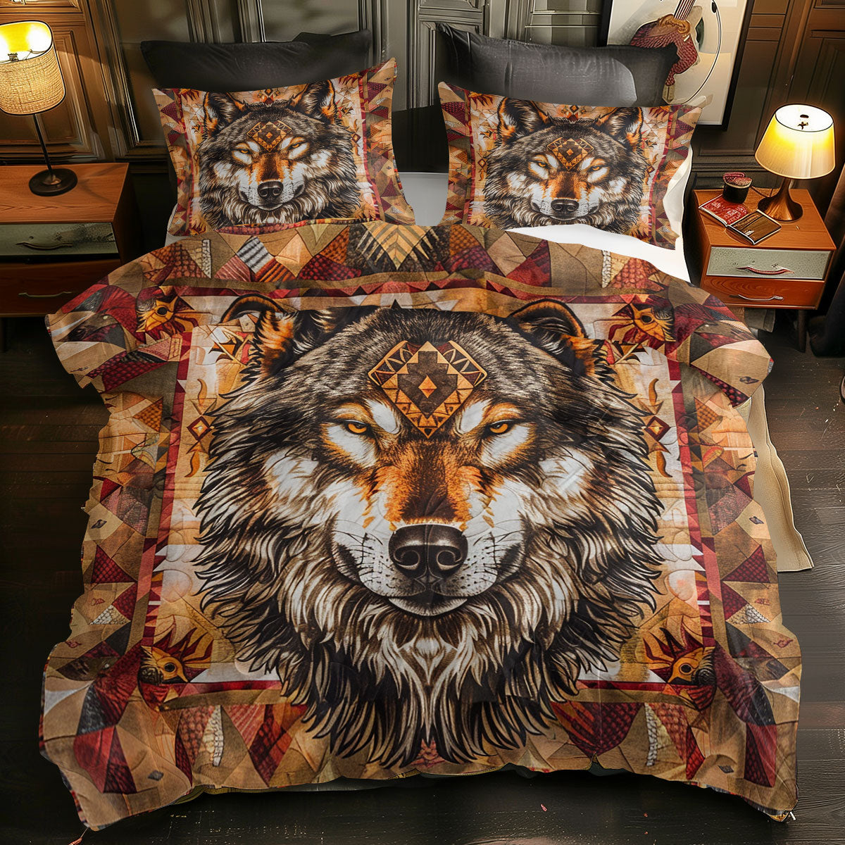 Wolf Native American WJ1306020CL Duvet Cover Set