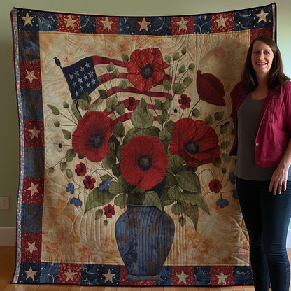 American Patriotic Flower WJ1507005CL Quilt