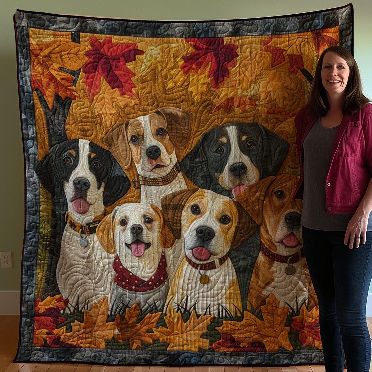 Autumn Dog WJ1608001CL Quilt