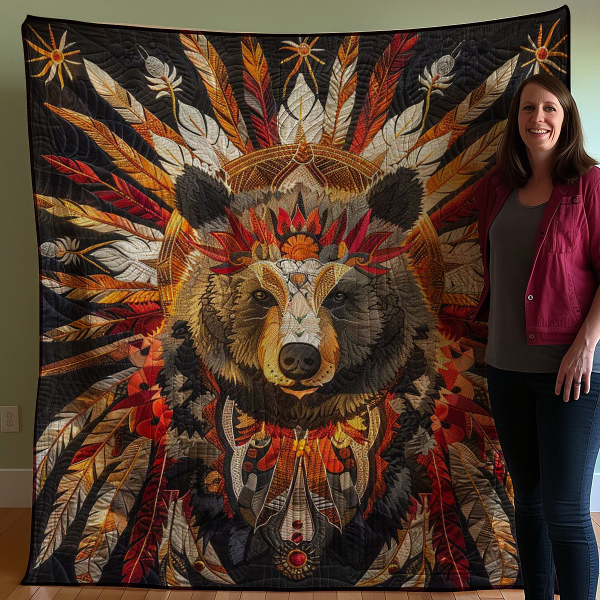 Bear Native American WJ1707001CL Quilt