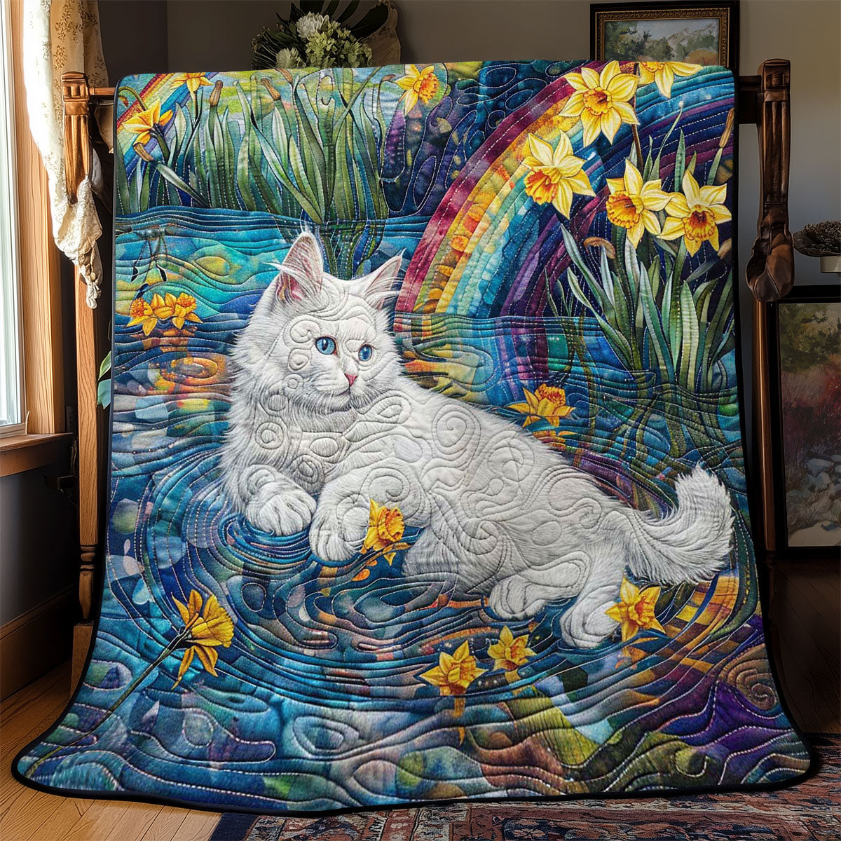 Cat Playing In The Water WJ2708004CL Quilt